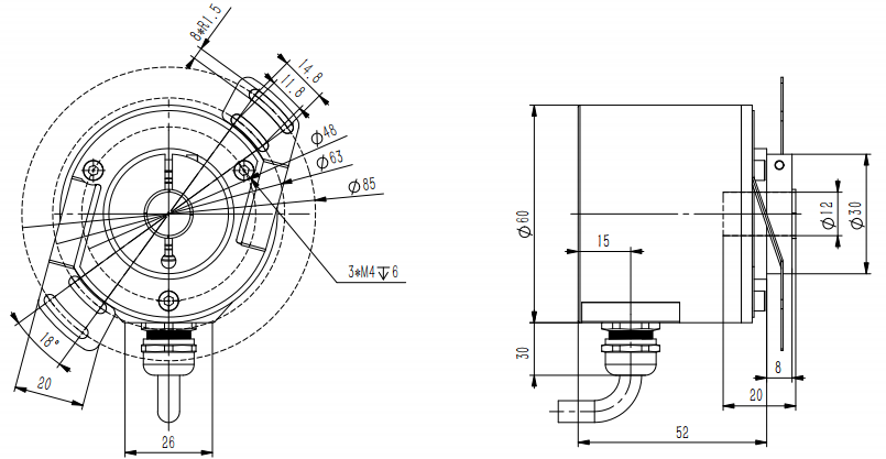 RS232 Absolute Encoder SAS/M58-SIVIDI