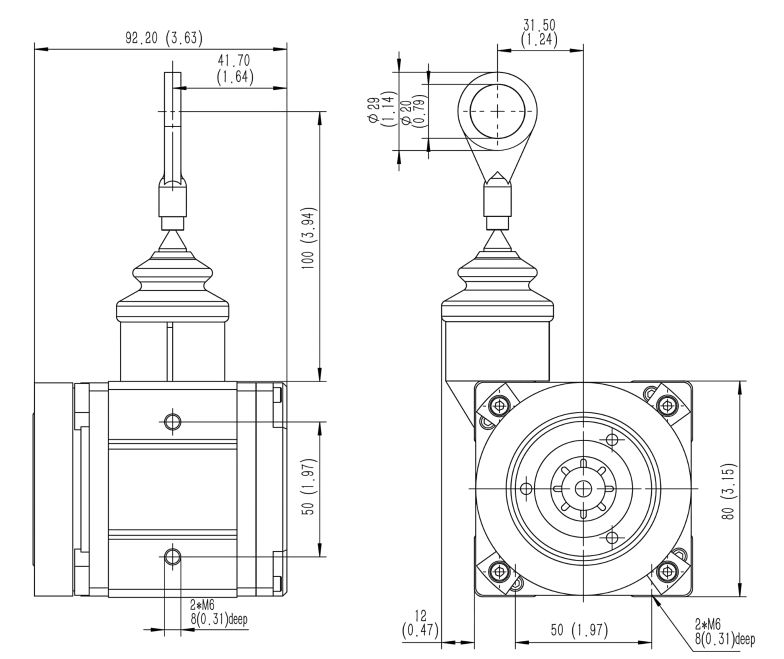 1 m, 2 m, 3 m Industrial Draw-Wire Displacement Sensor SALS80-J02M / J03M-SIVIDI
